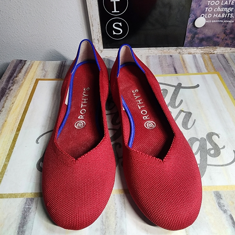 Rothy’s The Loafer Women’s Flats Shoes Slip On Round Toe Red Size 9.5
